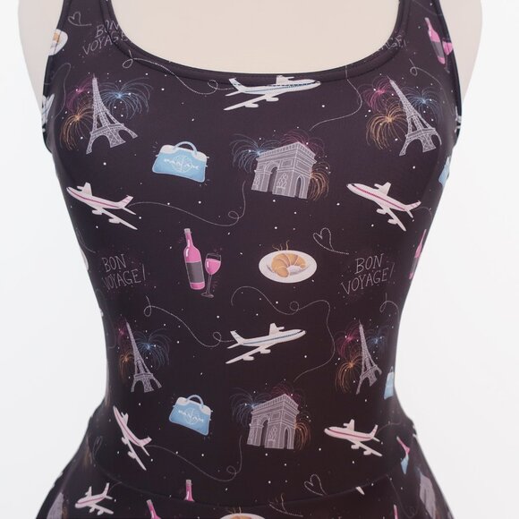 Kate Gabrielle Bon Voyage travel novelty print sample dress size Small - Picture 2 of 3